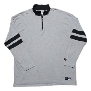 Wilson 1/4 Zip Jacket Pullover Mens XXL 2XL‎ Gray Fleece Rugby Style Tennis Golf